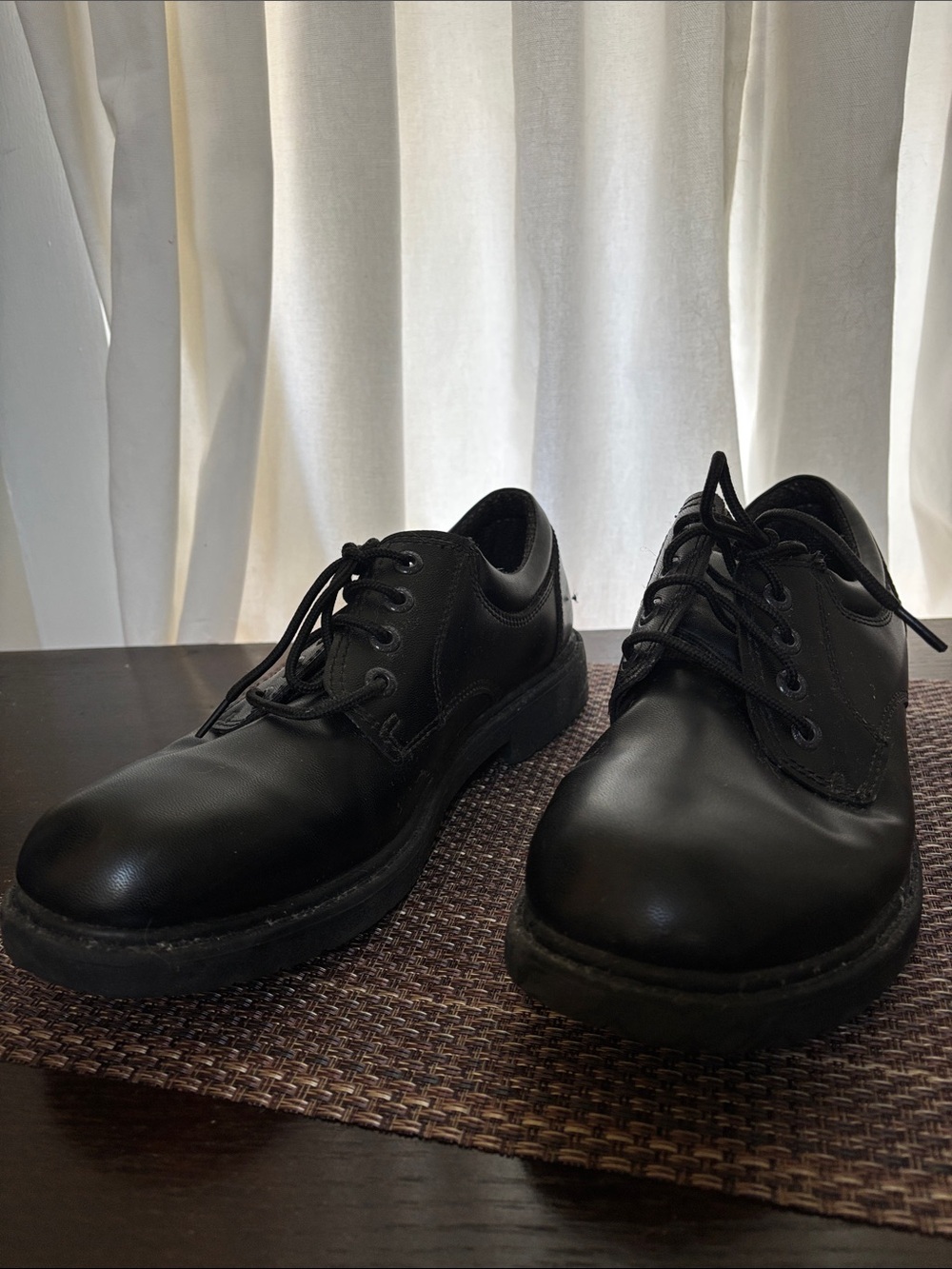 Faded Glory Black Leather Derby Oxfords